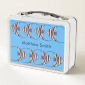 Blauwe vis patroon monogram (Achterkant)