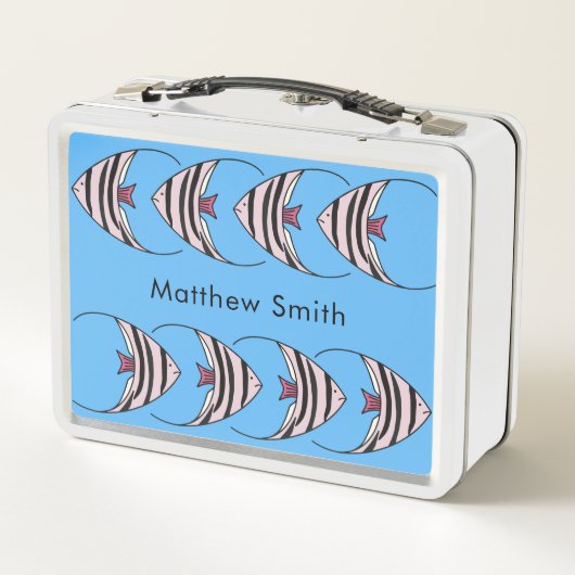 Blauwe vis patroon monogram (Achterkant)