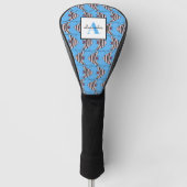 Blauwe vis patroon monogram golfheadcover (Voorkant)