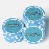 Blauwe vis poker chips (Opstapeling)