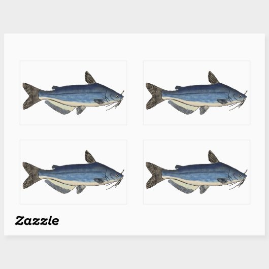 Blauwe vis rechthoekige sticker (Vel)