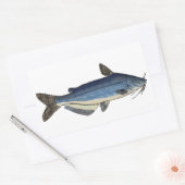 Blauwe vis rechthoekige sticker (Envelop)