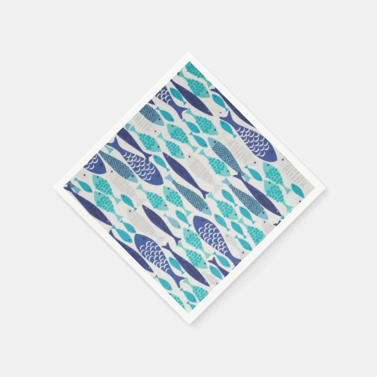 Blauwe vis servetten (Hoek)