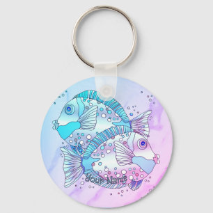 Blauwe vis sleutelhanger