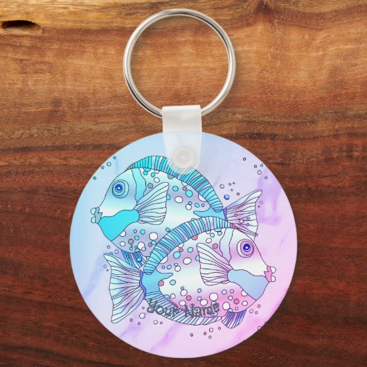 Blauwe vis sleutelhanger (Voorkant)