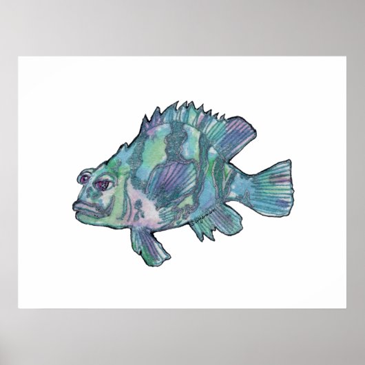 Blauwe vis Sparkly Children's Wall Art Poster (Voorkant)