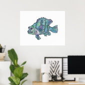 Blauwe vis Sparkly Children's Wall Art Poster (Thuiskantoor)