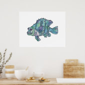 Blauwe vis Sparkly Children's Wall Art Poster (Keuken)