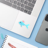 Blauwe vis sticker (Laptop met iPhone)