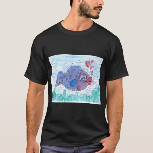 blauwe vis t-shirt (Voorkant)