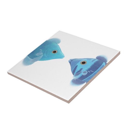 blauwe vis tegeltje (Zijkant)