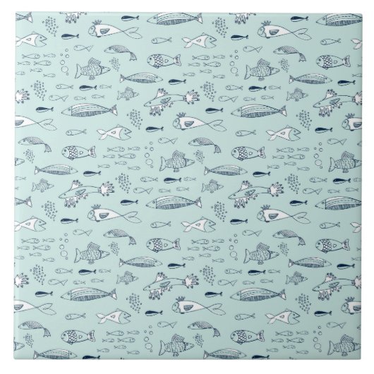 Blauwe vis tegeltje (Voorkant)