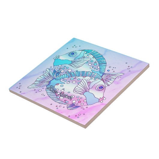 Blauwe vis tegeltje (Zijkant)