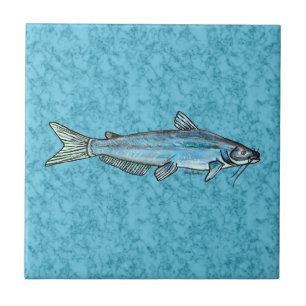 Blauwe vis tegeltje