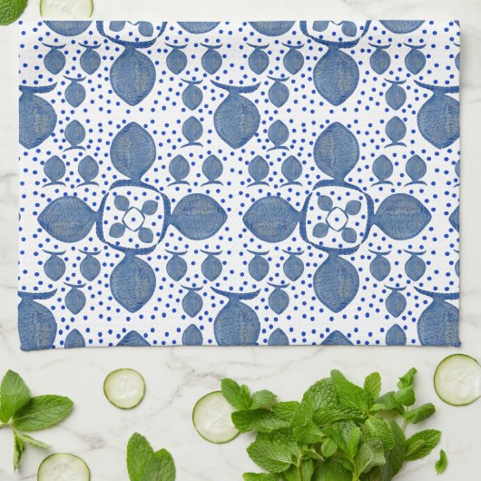 Blauwe vis theedoek (Gevouwen)