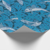  Blauwe Vis & Zeewier: Art Nouveau Nautisch Cadeaupapier (Hoek)