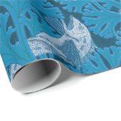  Blauwe Vis & Zeewier: Art Nouveau Nautisch Cadeaupapier (Rol Hoek)