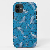  Blauwe Vis & Zeewier: Art Nouveau Nautisch Case-Mate iPhone Case (Achterkant)