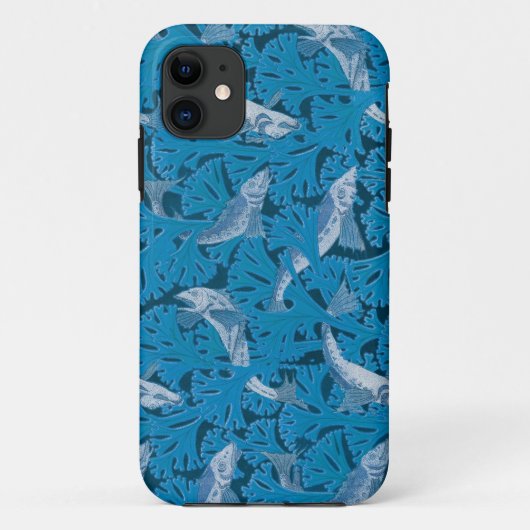  Blauwe Vis & Zeewier: Art Nouveau Nautisch Case-Mate iPhone Case (Achterkant)