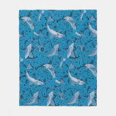 Blauwe Vis & Zeewier: Art Nouveau Nautisch Fleece Deken (Voorkant)