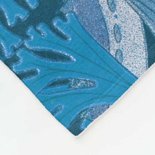  Blauwe Vis & Zeewier: Art Nouveau Nautisch Fleece Deken (Hoek)