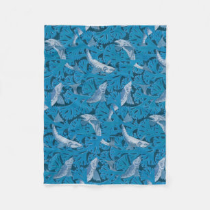  Blauwe Vis & Zeewier: Art Nouveau Nautisch Fleece Deken