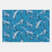  Blauwe Vis & Zeewier: Art Nouveau Nautisch Inpakpapier Vel (Voorkant)