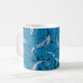  Blauwe Vis & Zeewier: Art Nouveau Nautisch Koffiemok (Voorkant links)