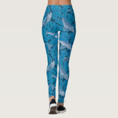  Blauwe Vis & Zeewier: Art Nouveau Nautisch Leggings (Achterkant)