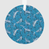  Blauwe Vis & Zeewier: Art Nouveau Nautisch Ornament (achterkant)