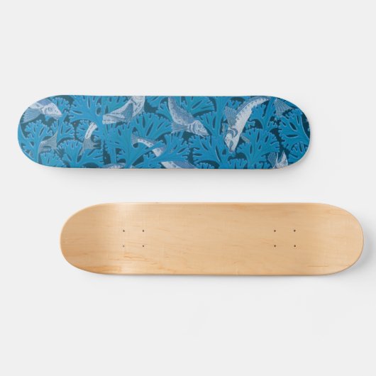  Blauwe Vis & Zeewier: Art Nouveau Nautisch Persoonlijk Skateboard (Horizontaal)