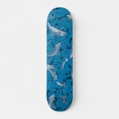  Blauwe Vis & Zeewier: Art Nouveau Nautisch Persoonlijk Skateboard (Voorkant)