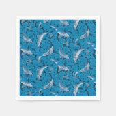 Blauwe Vis & Zeewier: Art Nouveau Nautisch Servet (Voorkant)