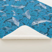 Blauwe Vis & Zeewier: Art Nouveau Nautisch Sherpa Deken (3/4)