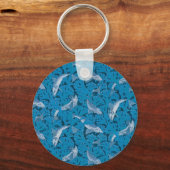 Blauwe Vis & Zeewier: Art Nouveau Nautisch Sleutelhanger (Voorkant)