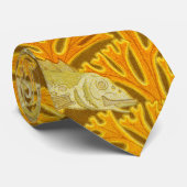 Blauwe Vis & Zeewier: Art Nouveau Nautisch Stropdas (Opgerold)