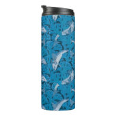  Blauwe Vis & Zeewier: Art Nouveau Nautisch Thermosbeker (Geroteerd rechts)