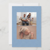 Blauwe visgraat tweed lijst eenvoudige foto geboor aankondiging (Achterkant)