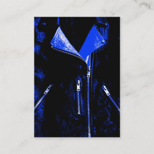 Blauwe visitekaartje met leder