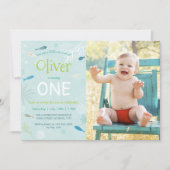 Blauwe visjes Birthday Party fotokaart Kaart (Voorkant)