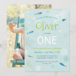 Blauwe viskaart voor kinderen op zaterdag kaart