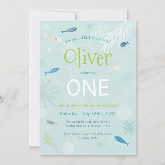 Blauwe viskaart voor kinderen op zaterdag kaart (Voorkant)