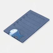 Blauwe viskinderen die aanbiedingen moeten doen post-it® notes (Schuin)