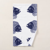 Blauwe viskoppen van de oude Nautical Navy Bad Handdoek (Handdoek)