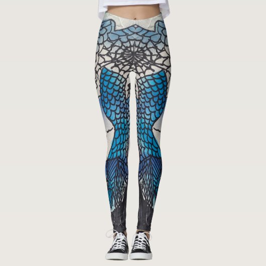 Blauwe Vissen Broek Leggings (Voorkant)