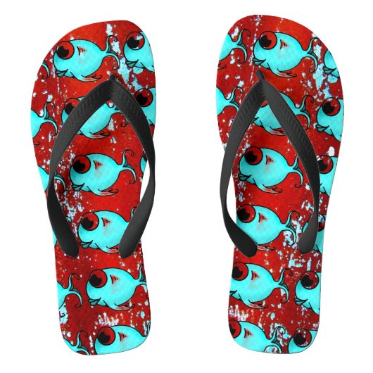 Blauwe Vissen Heren Slippers Teenslippers (Voetbed)