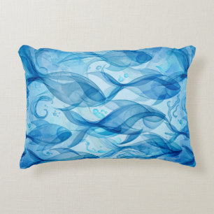 Blauwe Vissen Stromen Abstract Harmonieus Accent Kussen
