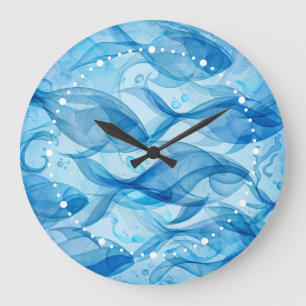Blauwe Vissen Stromen Abstract Harmonieus Grote Klok