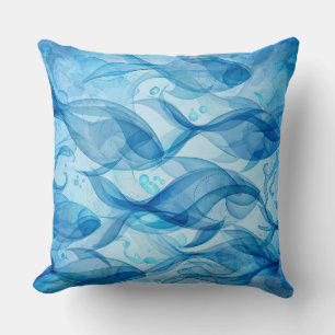 Blauwe Vissen Stromen Abstract Harmonieus Kussen