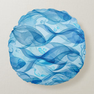 Blauwe Vissen Stromen Abstract Harmonieus Rond Kussen
